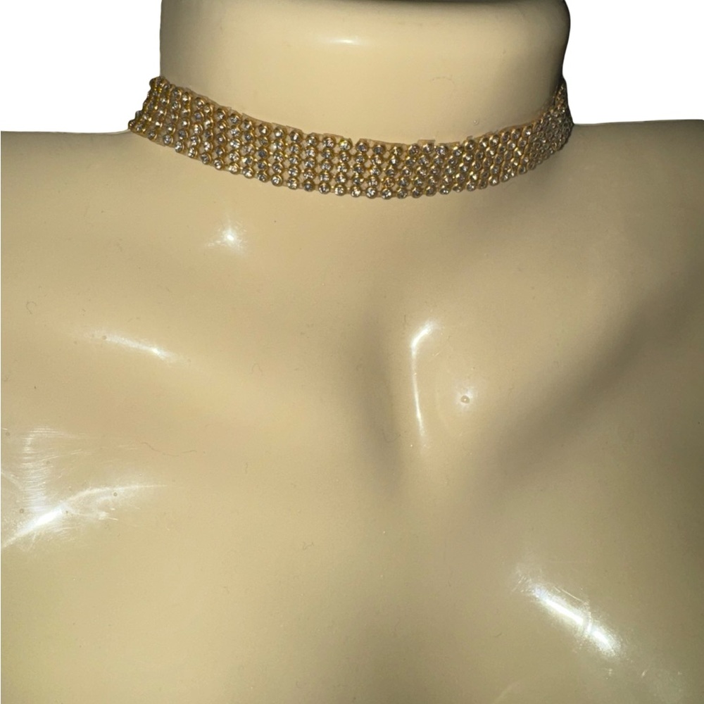 Y2K Elegant Gold Rhinestone Choker Necklace